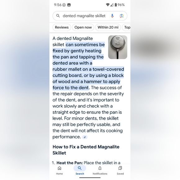 Damaged Magnalite 8" Wagner Ware Sidney -O-  4506 M Skillet Black Handle - Picture 2 of 6